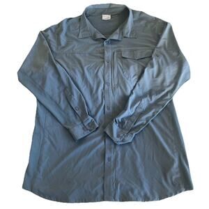 Columbia Shirt Mens XXL 2XL Blue Omni Shield Long Sleeve Button Front Zip Pocket
